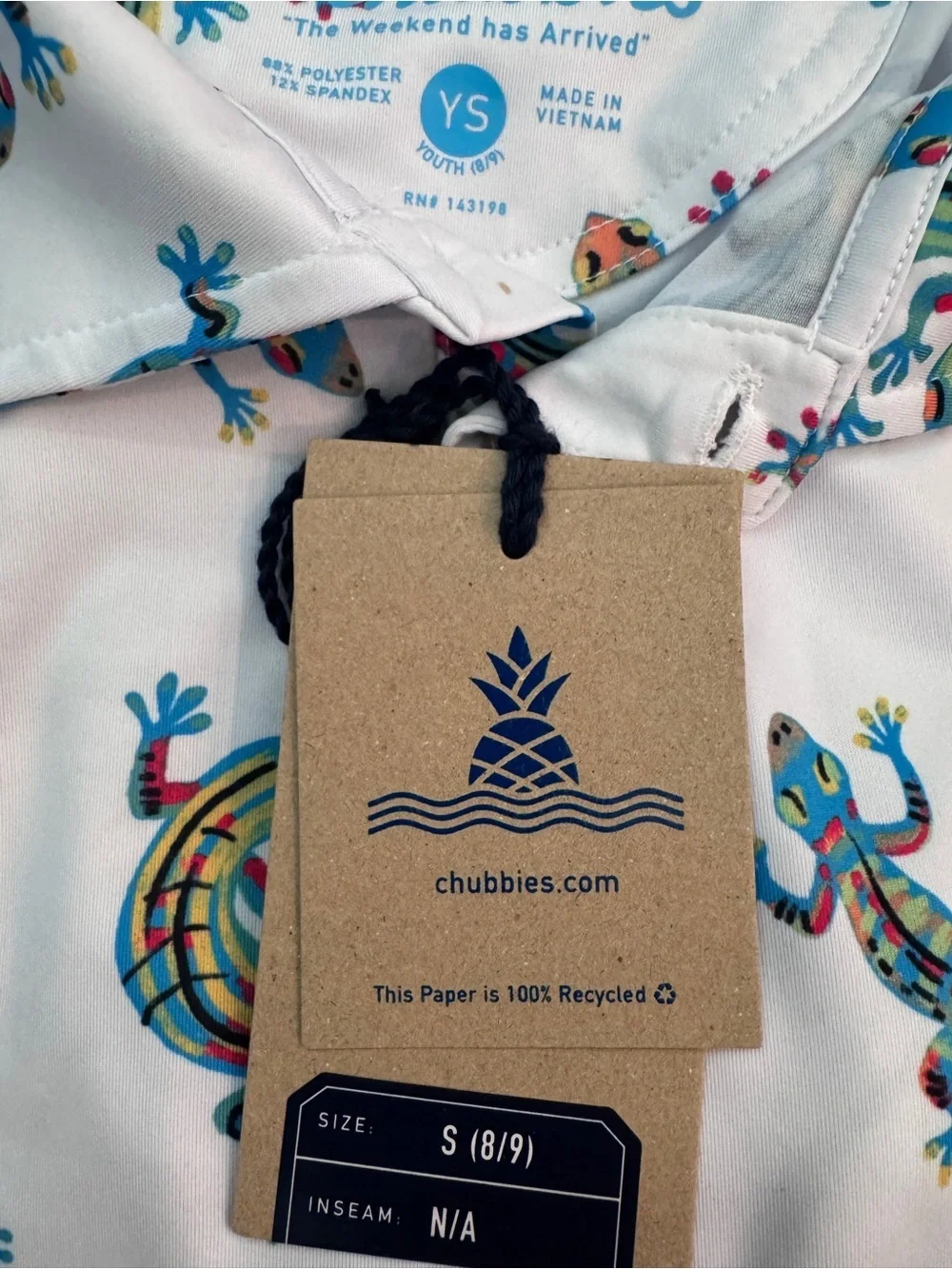 NWT chubbies Boys Performance Polo The Blizzard O' Lizard Sz youth S